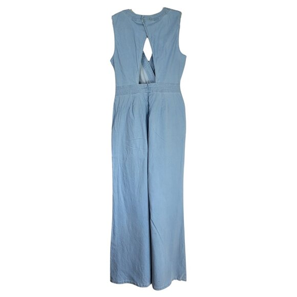Jack by BB Dakota Suko Blue Chambray Jumpsuit Wide Leg - Picture 7 of 16